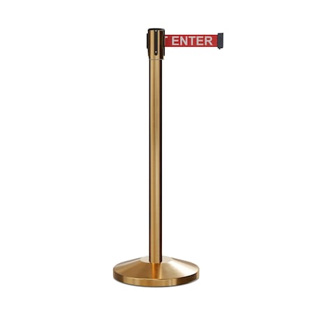 Retractable Belt Barrier Stanchion, 2 Sat.Brass Post  7.5'R.Cau..Belt